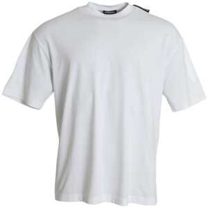 Balenciaga Off White Cotton Jersey Round Neck T-shirt