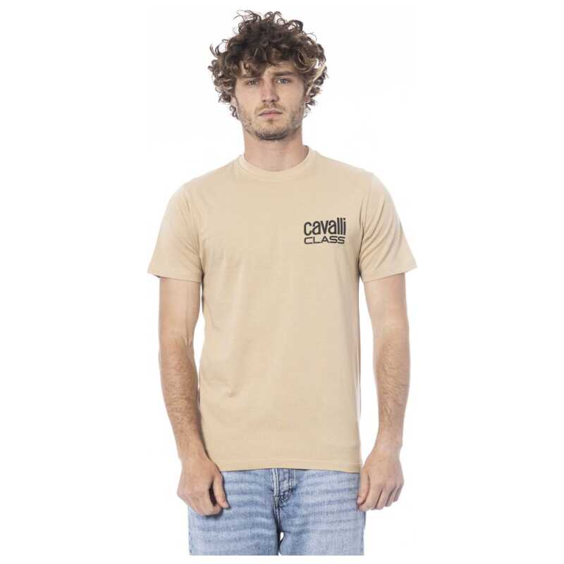 Cavalli Class Beige Cotton Men T-Shirt, theFeinheit