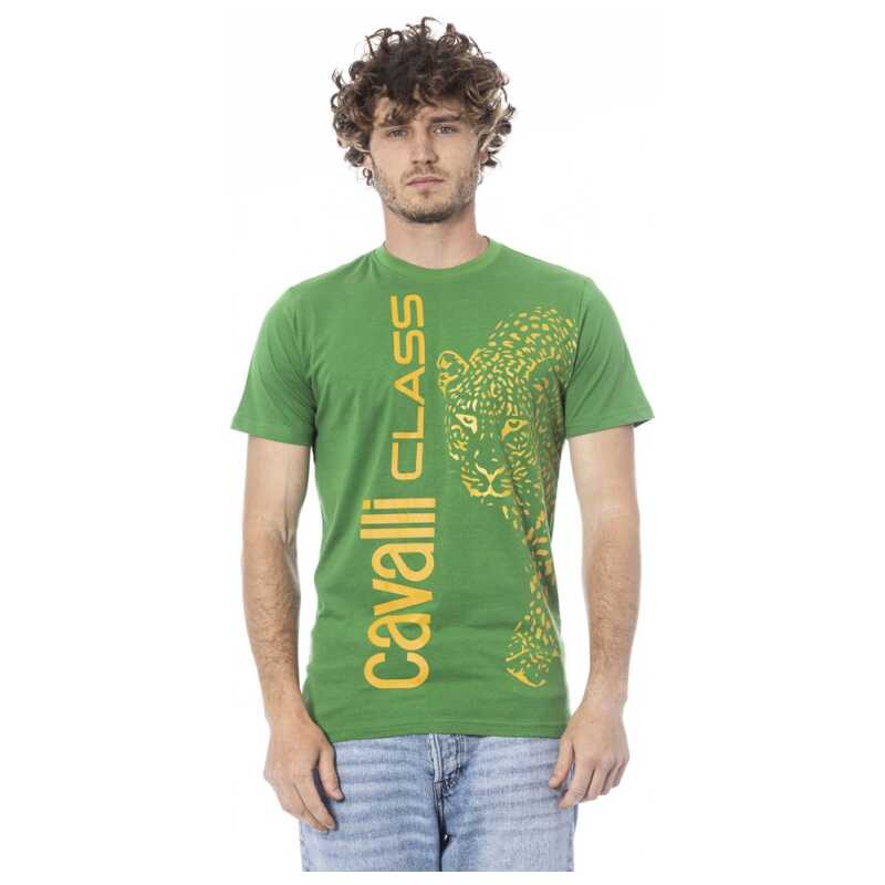 Cavalli Class Green Cotton Men T-Shirt, theFeinheit