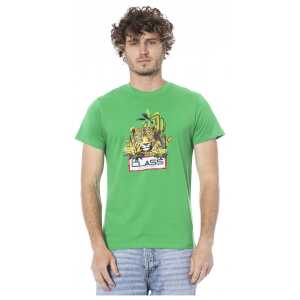 Cavalli Class Green Cotton Men T-Shirt