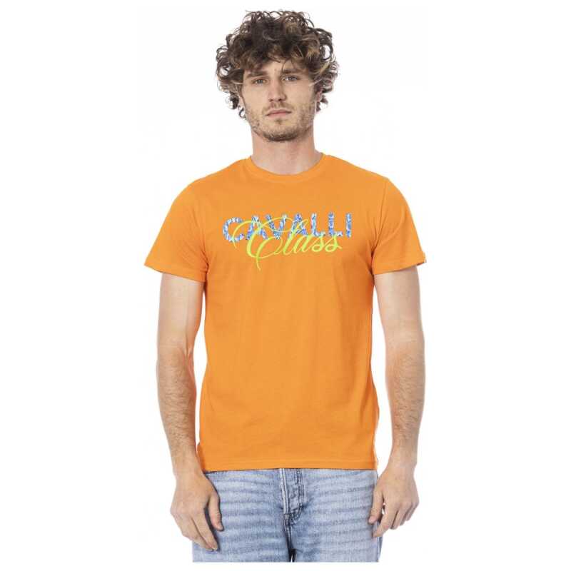 Cavalli Class Orange Cotton Men T-Shirt, theFeinheit