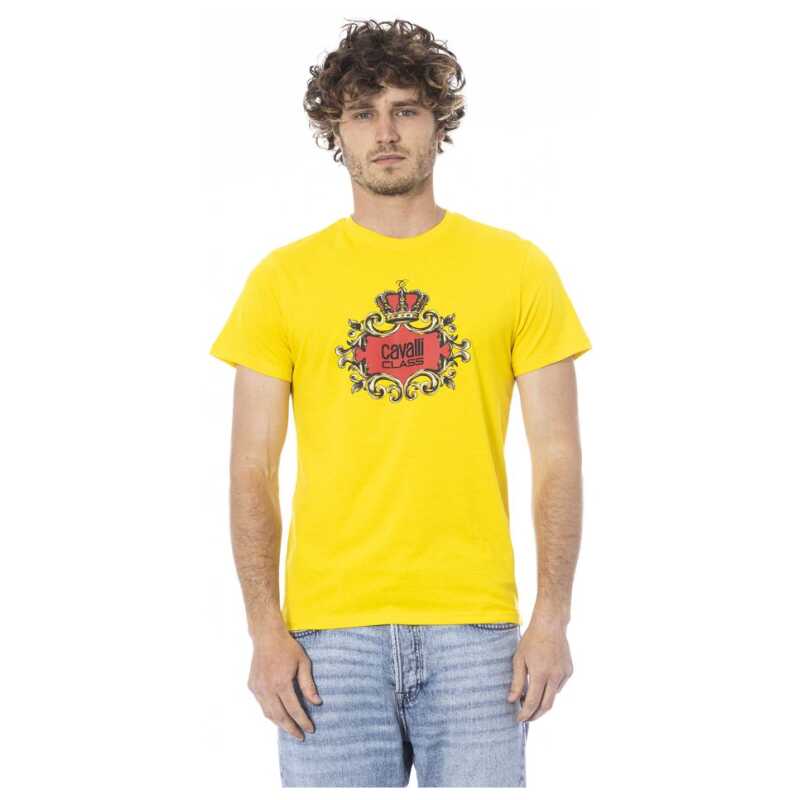 Cavalli Class Yellow Cotton Men T-Shirt, theFeinheit