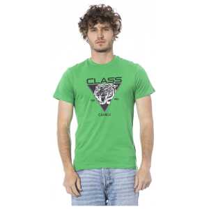 Cavalli Class Green Cotton Men T-Shirt