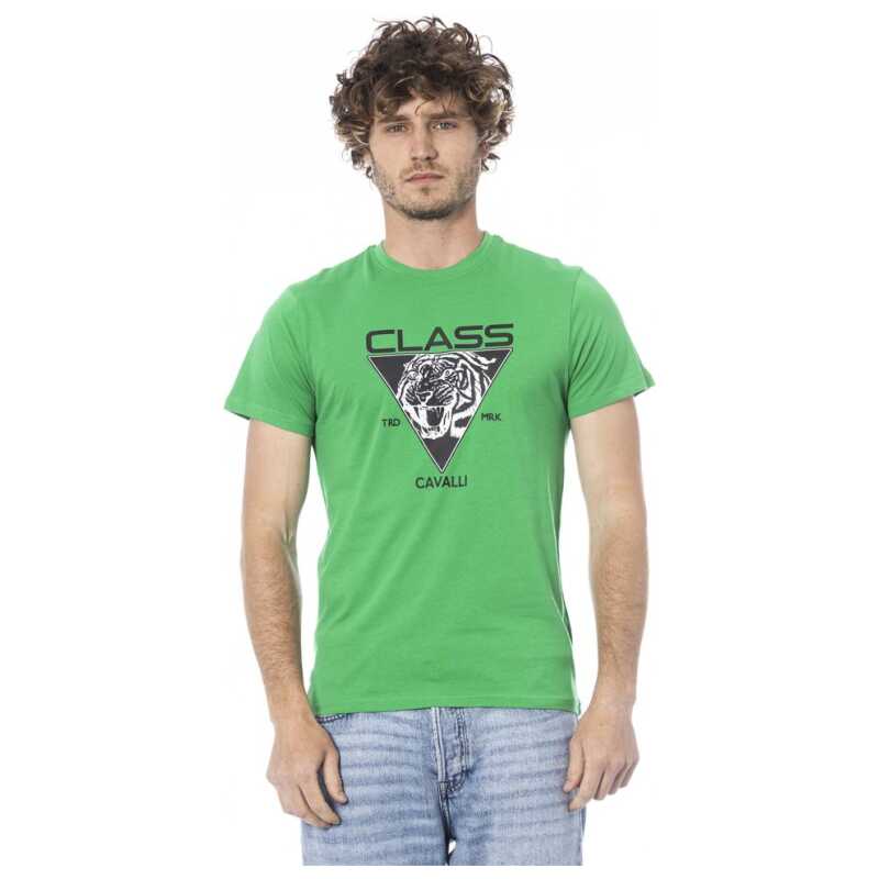 Cavalli Class Green Cotton Men T-Shirt, theFeinheit