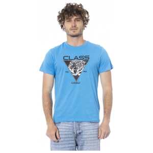 Cavalli Class Light Blue Cotton Men T-Shirt