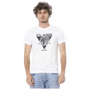 Cavalli Class White Cotton Men T-Shirt