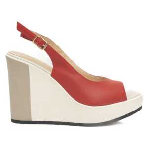 Cerruti 1881 Red Calfskin Women Sandal