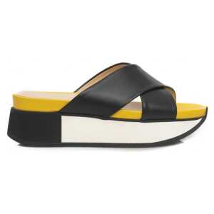Cerruti 1881 Black Calfskin Women Sandal