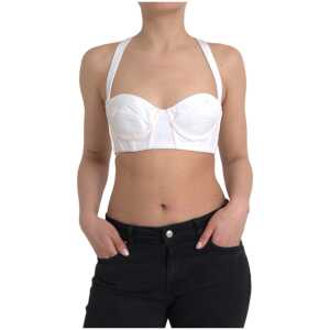 Versace White Viscose Bustier Sleeveless Cropped Top