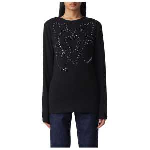 Love Moschino Rhinestone Heart Embellished Cotton Tee