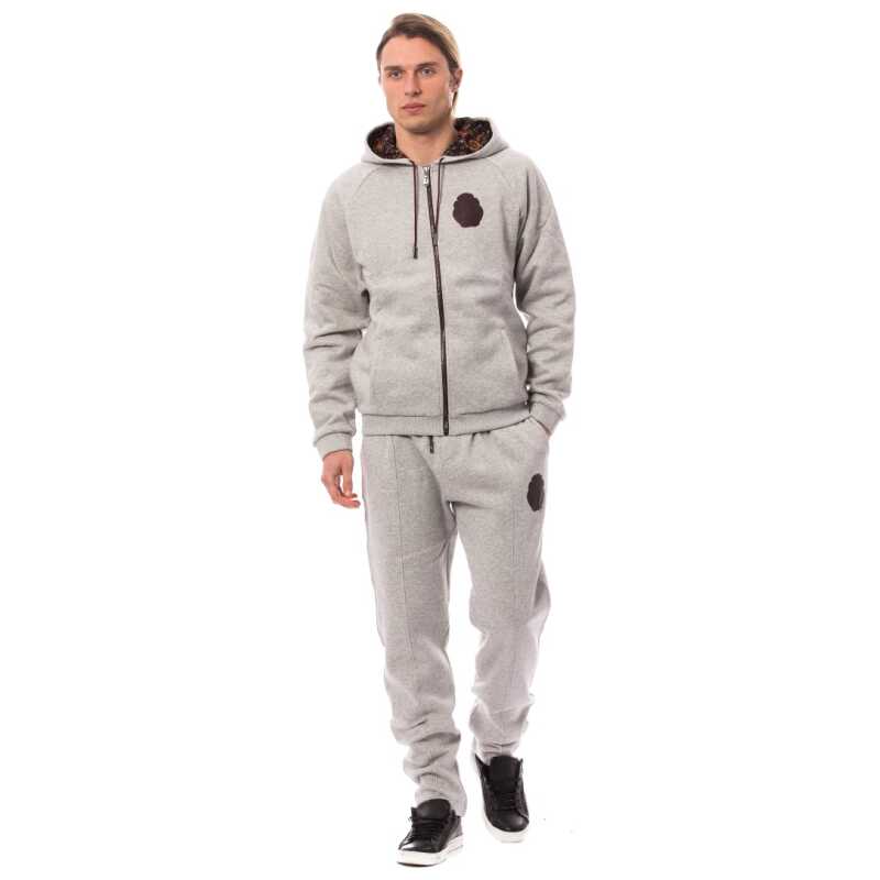 Billionaire Italian Couture Gray Cotton Hooded Sweatsuit, theFeinheit