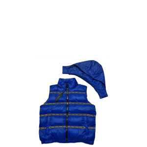 Versace Elegant Black Logo Band Vest with Detachable Hood