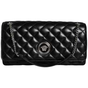 Versace Black Quilted Lambskin Leather Crossbody Shoulder Bag