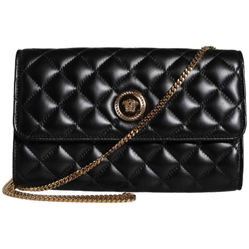Versace Black Quilted Nappa Leather Crossbody Shoulder Bag, theFeinheit