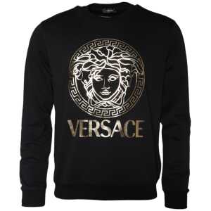 Versace Black Medusa Fleece Cotton Crew Neck Sweatshirt Sweater