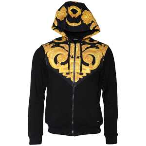 Versace Black Medusa Print Cotton Full Zip HoodieSweatshirt Sweater