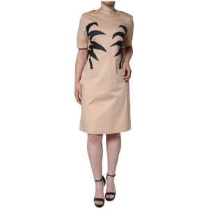 Moschino Beige Cotton Short Sleeve Knee Length Dress