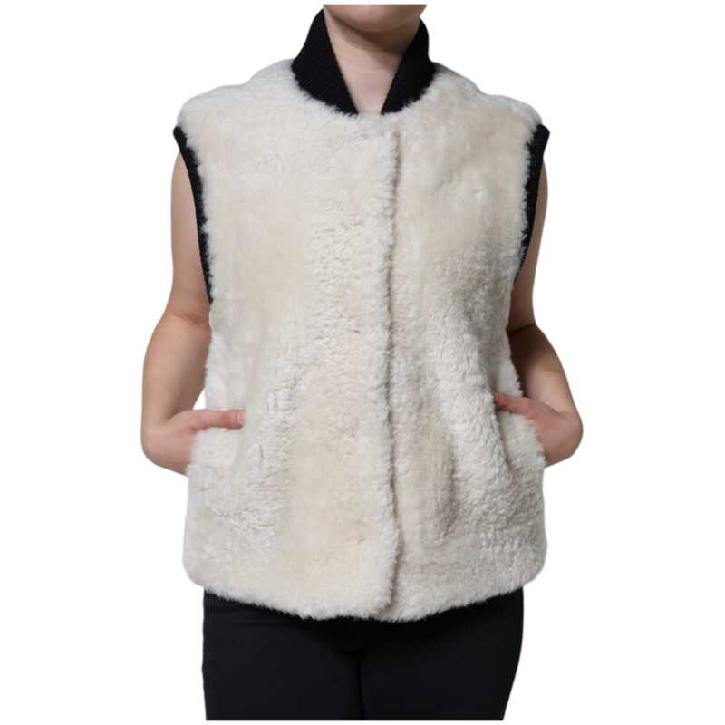 Burberry White WARRENFORD Shearling Leather Vest Coat Jacket, theFeinheit