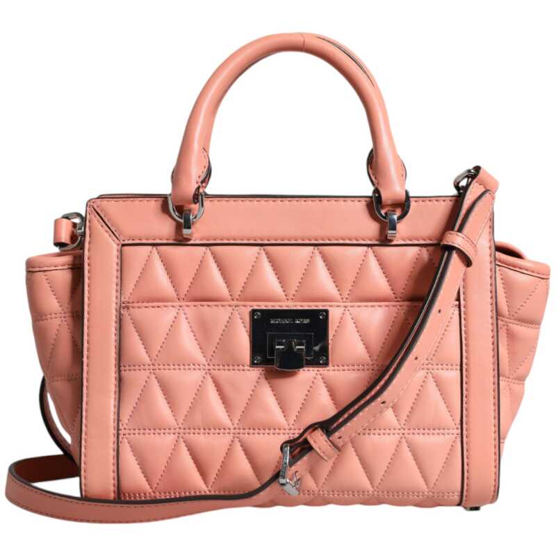 Michael Kors Peach Quilted Leather Logo Crossbody VIVIANNE Messenger Bag, theFeinheit