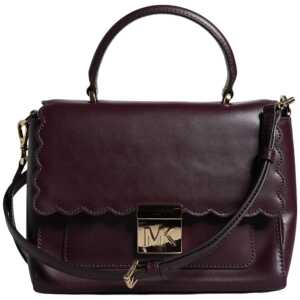 Michael Kors Purple Leather Logo Plaque Crossbody MINDY Satchel Bag