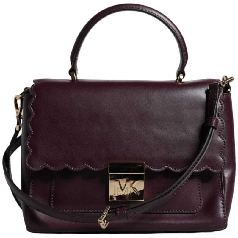 Michael Kors Purple Leather Logo Plaque Crossbody MINDY Satchel Bag, theFeinheit