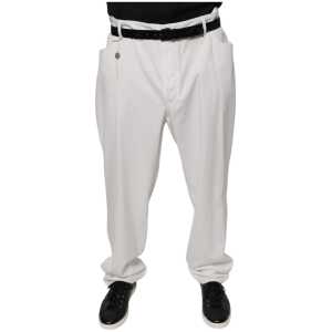 Brunello Cucinelli White Cotton Men Dress Tapered Pants