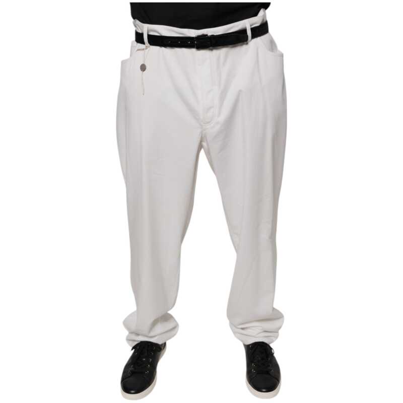 Brunello Cucinelli White Cotton Men Dress Tapered Pants, theFeinheit