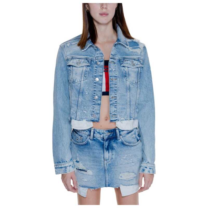 Tommy Hilfiger Jeans Light Blue Recycled Cotton Jackets &amp; Coat, theFeinheit