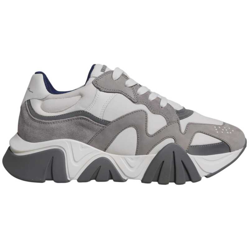 Versace Grey Leather Neoprene Chunky Low Top Squalo Sneakers Shoes, theFeinheit
