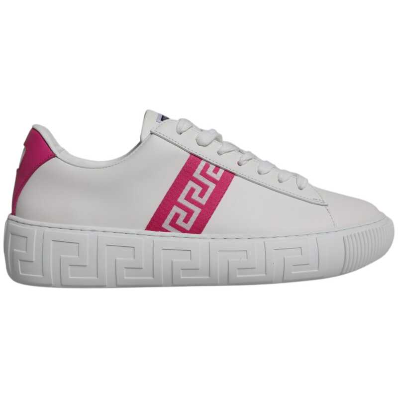 Versace White Pink Greca Print Platform Low Top Sneakers Shoes, theFeinheit