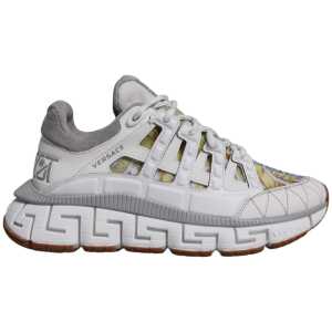Versace White Trigreca Barocco Print Low Top Sneakers Shoes