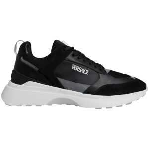 Versace Black Canvas Quad Fabric Medusa Low Top Sneaker Shoes