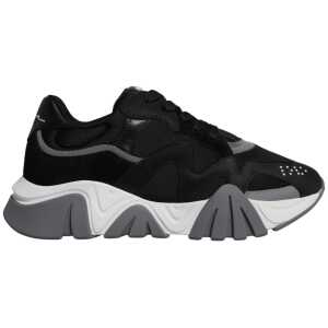 Versace Black Leather Neoprene Chunky Low Top Sneakers Squalo Shoes