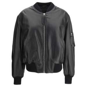 The Attico Leather Anja Bomber Jacket
