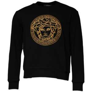 Versace Black Medusa Embroidery Crew Neck Pullover Sweater
