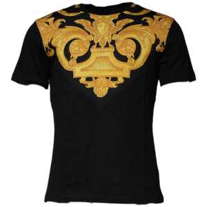 Versace Black Medusa Print Cotton Crew Neck T-shirt