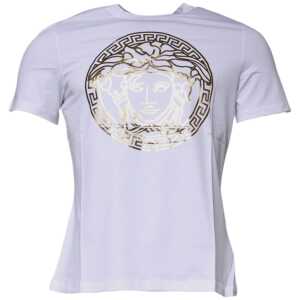 Versace White Medusa Print Cotton Crew Neck T-shirt