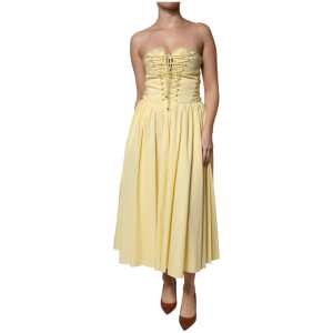 Philosophy Yellow Cotton Corset Midi Dress