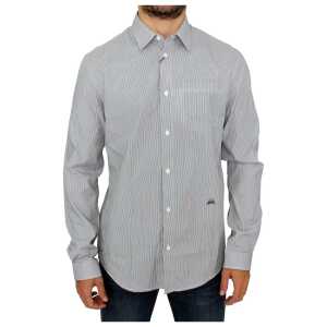 GF Ferre Chic Gray Striped Cotton Casual Shirt