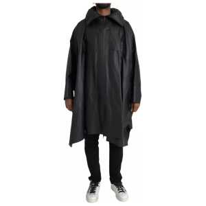 Bottega Veneta Black Leather Hooded Men Trenchcoat Jacket