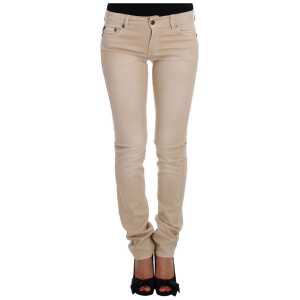 Cavalli Beige Cotton Stretch Slim Fit Jeans