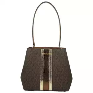 Michael Kors Medium Pratt Bucket Shoulder Bag Purse Brown