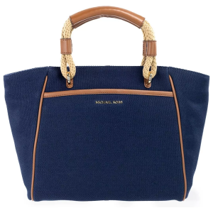 Michael Kors Talia Small Navy Cotton Canvas Tote Crossbody Purse