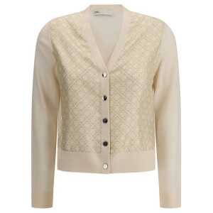 Tory Burch Silk and wool Cardigan with logos