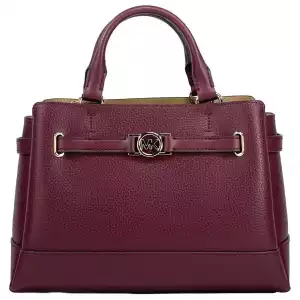 Michael Kors Reed Small Leather Belted Satchel Crossbody Bag Oxblood