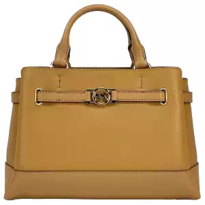 Michael Kors Reed Small Leather Belted Satchel Crossbody Bag Brown