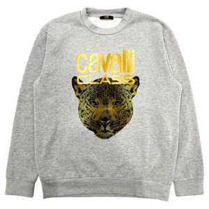 Cavalli Class Gray Cotton Men Sweater
