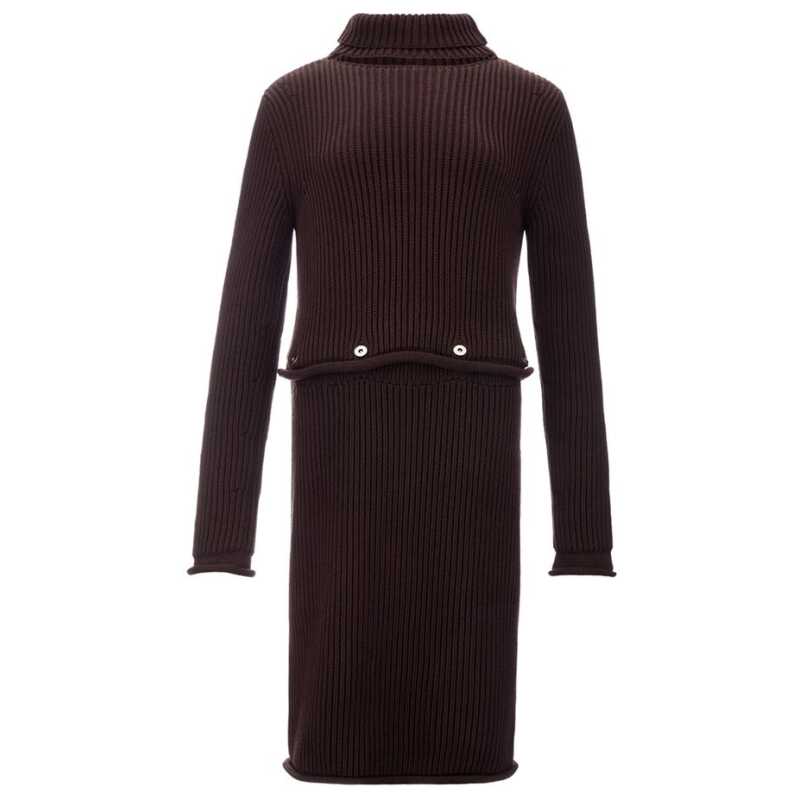 Bottega Veneta Elegant Viscose Brown Dress, theFeinheit