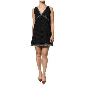 PINKO Black Embellished Polyester Sleeveless Shift A-line Mini Dress