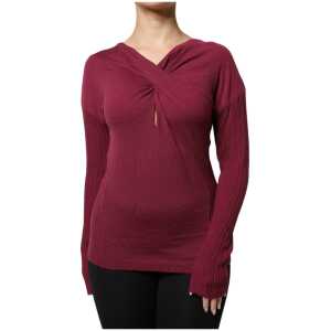 Roberto Cavalli Maroon Jumper Keyhole Knit Pullover Sweater